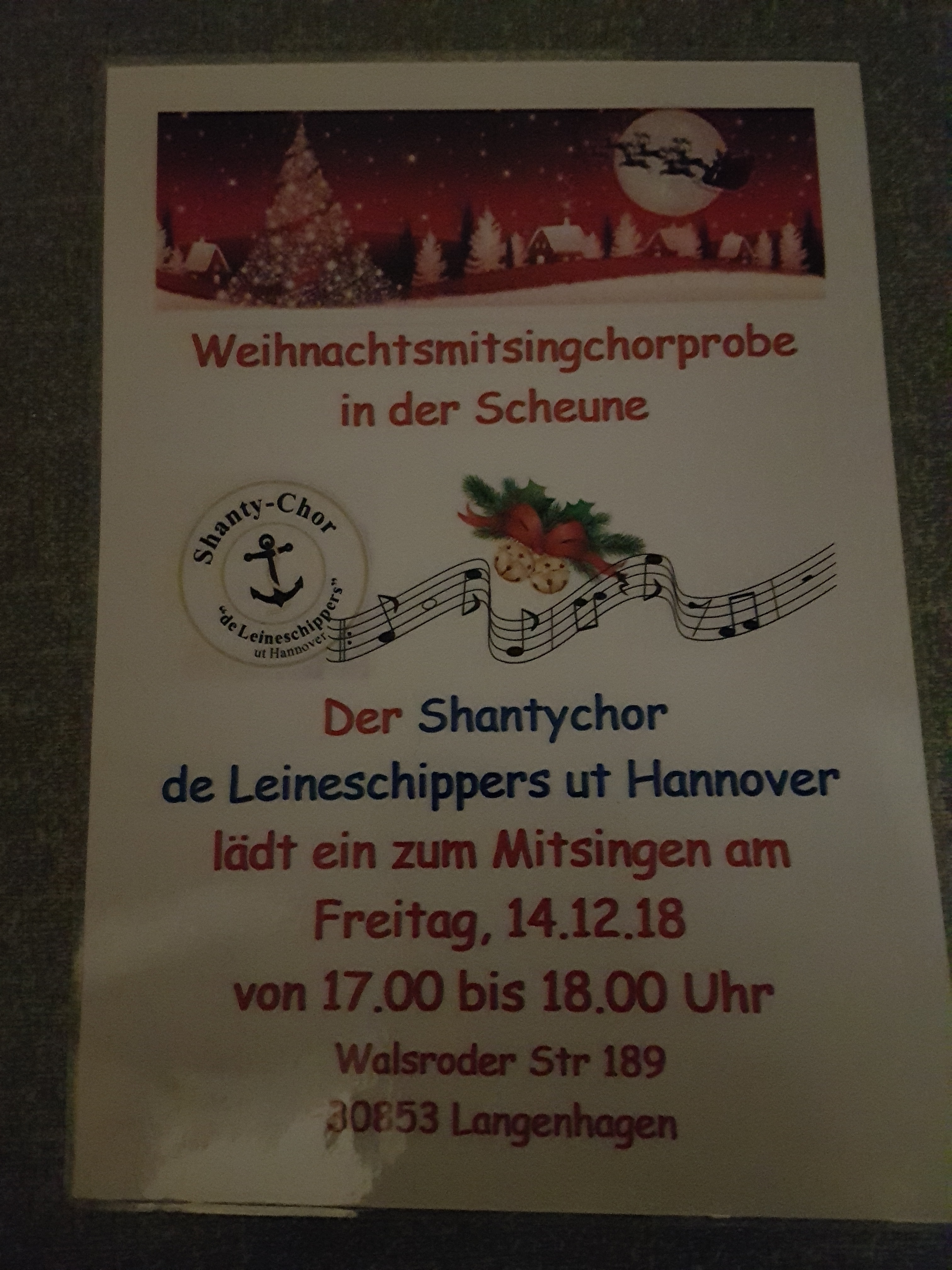 Weihnachts - Mitsingprobe in der Scheune